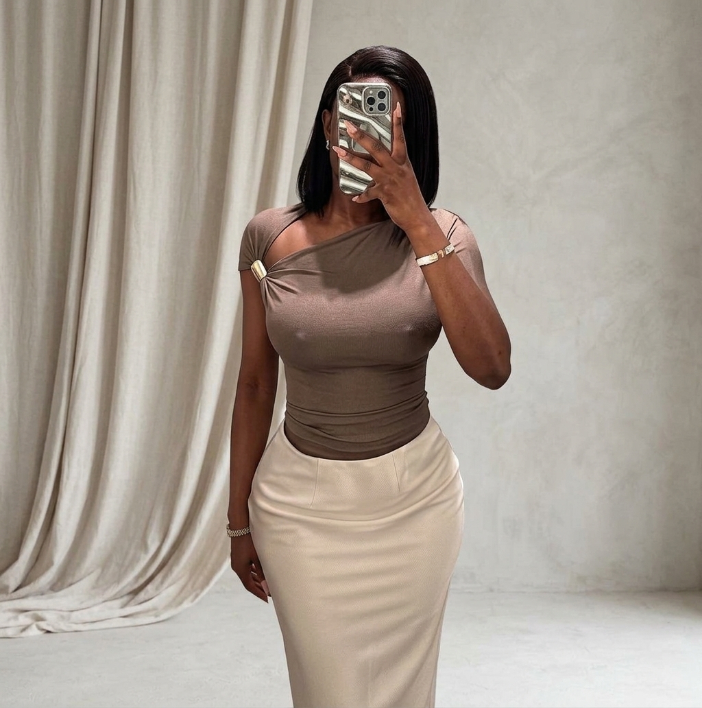 Ruched One-Shoulder Top thumbnail 2