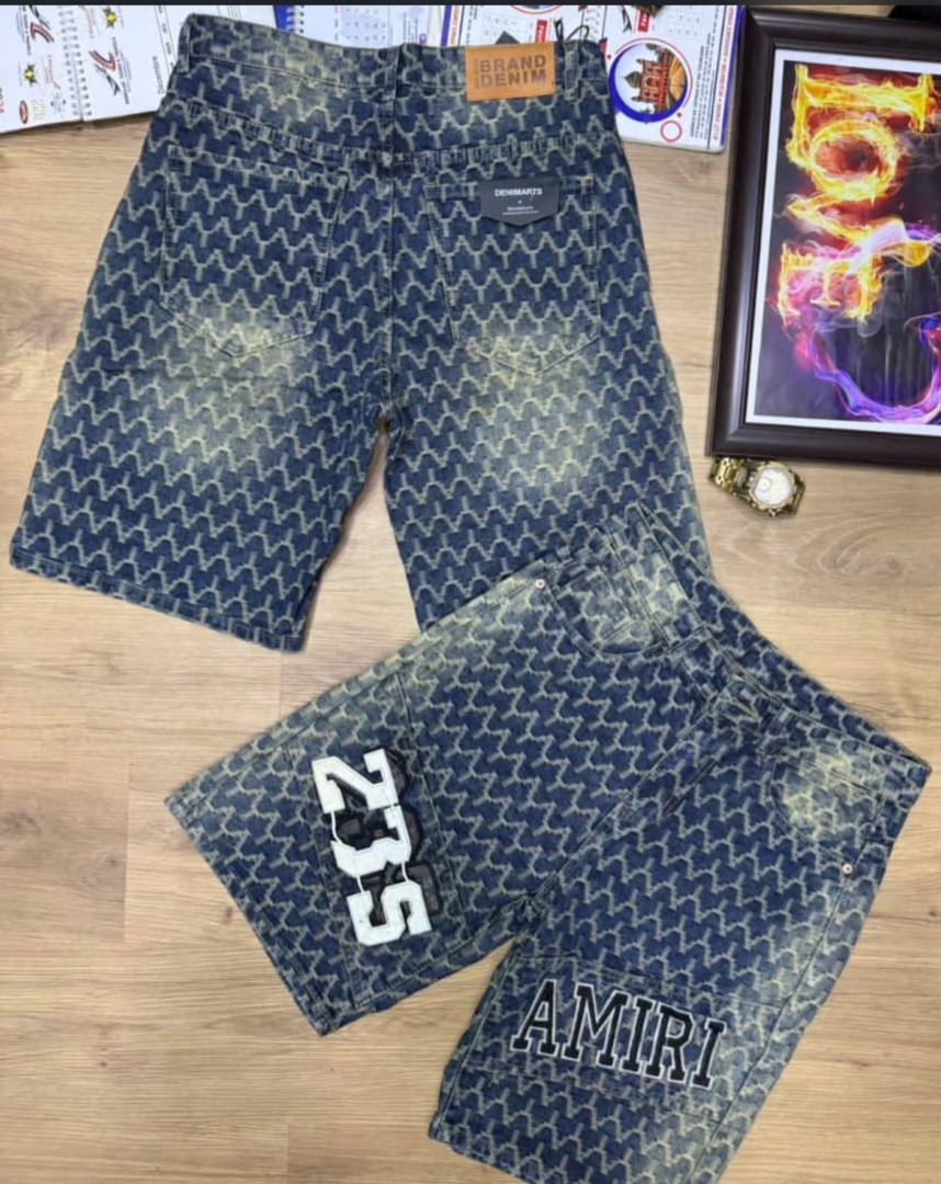 Amiri Monogram Pattern Denim Shorts thumbnail 2