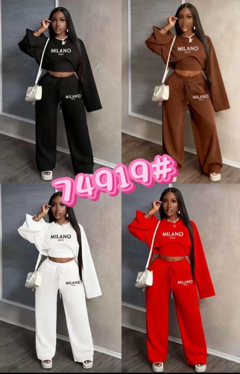 Milano Print Cropped Hoodie and Wide Leg Joggers Set thumbnail 4