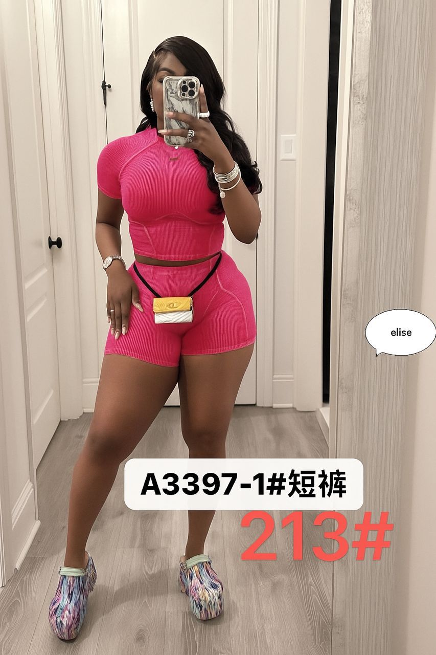 Two pieces Seamless Short Sleeve Crop Top