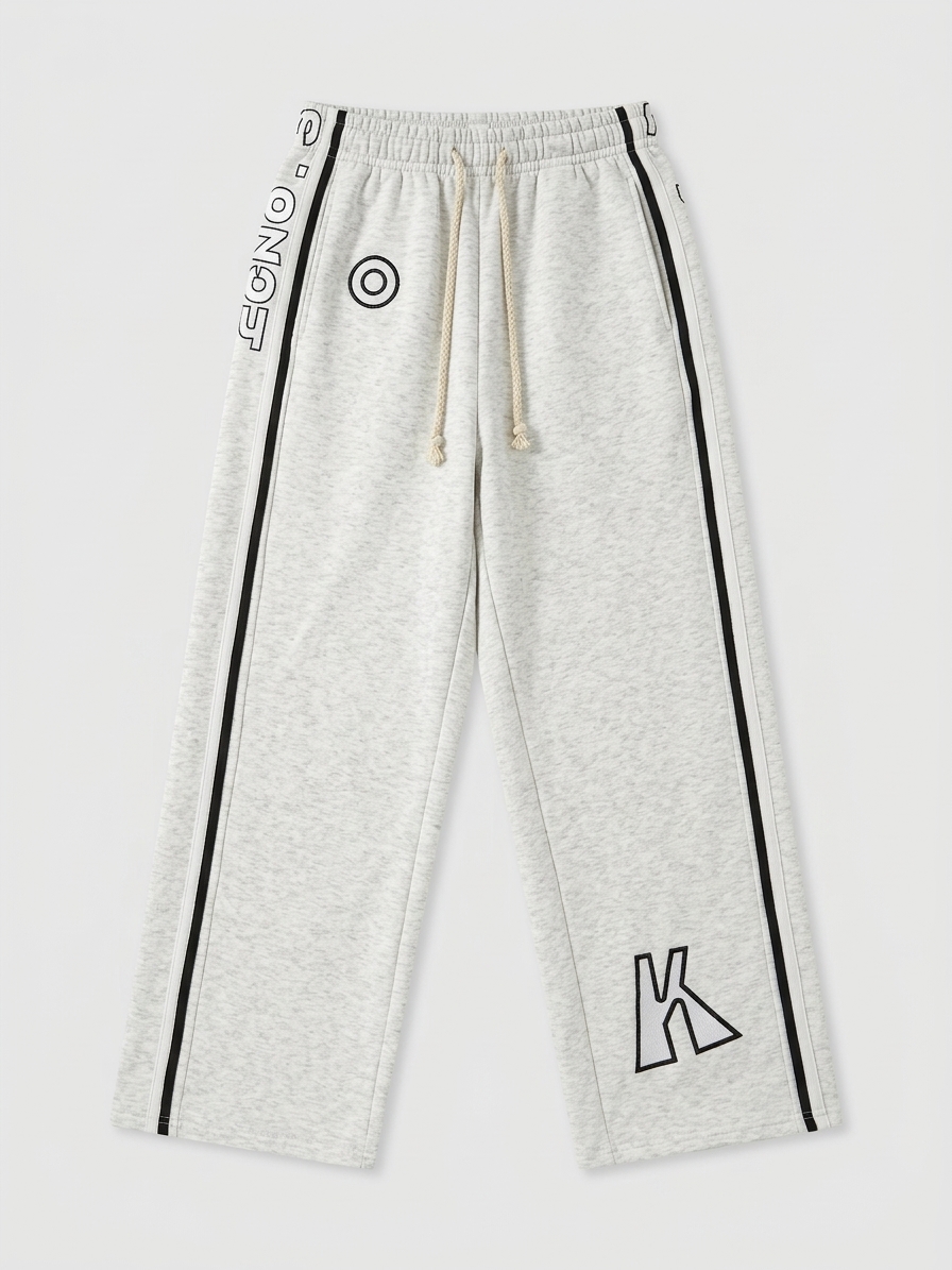 Men's Casual Athletic Wide-Leg Sweatpants with Side Stripe thumbnail 3