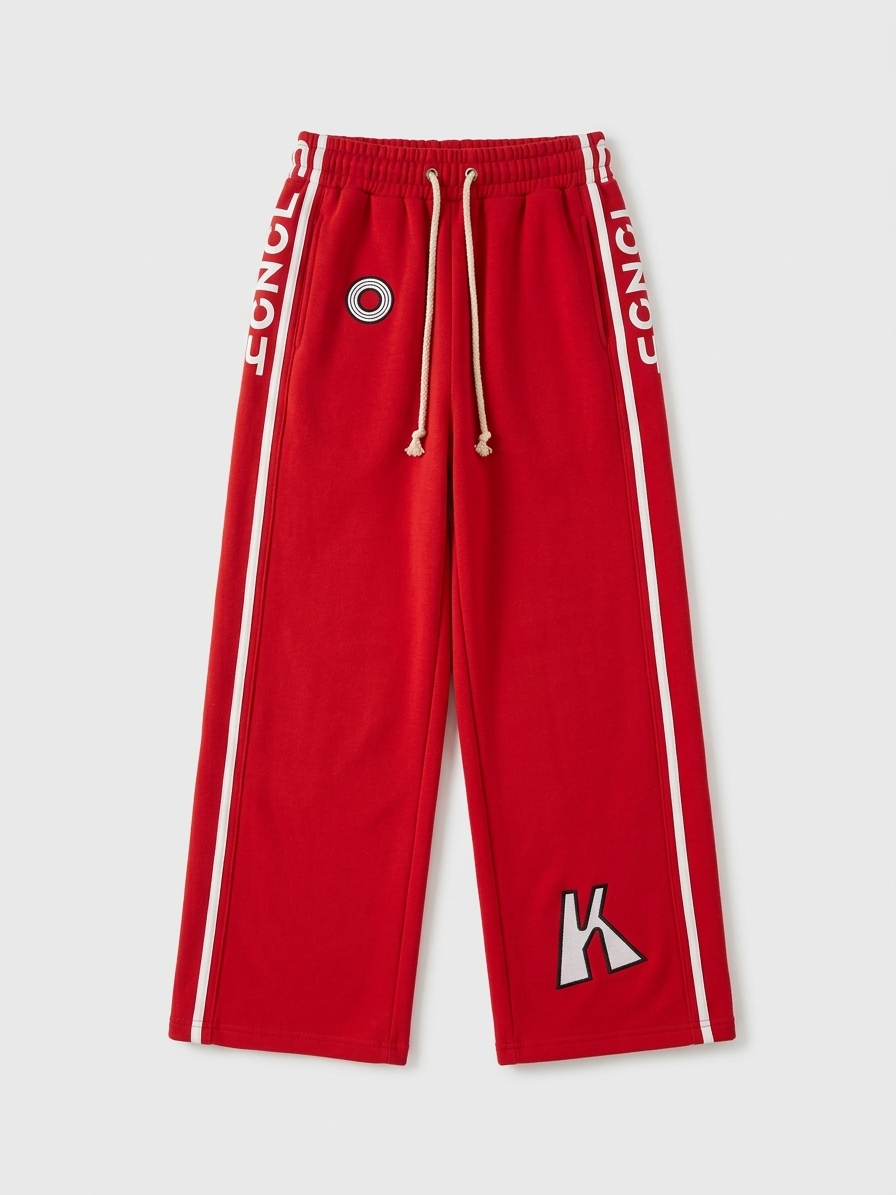 Men's Casual Athletic Wide-Leg Sweatpants with Side Stripe