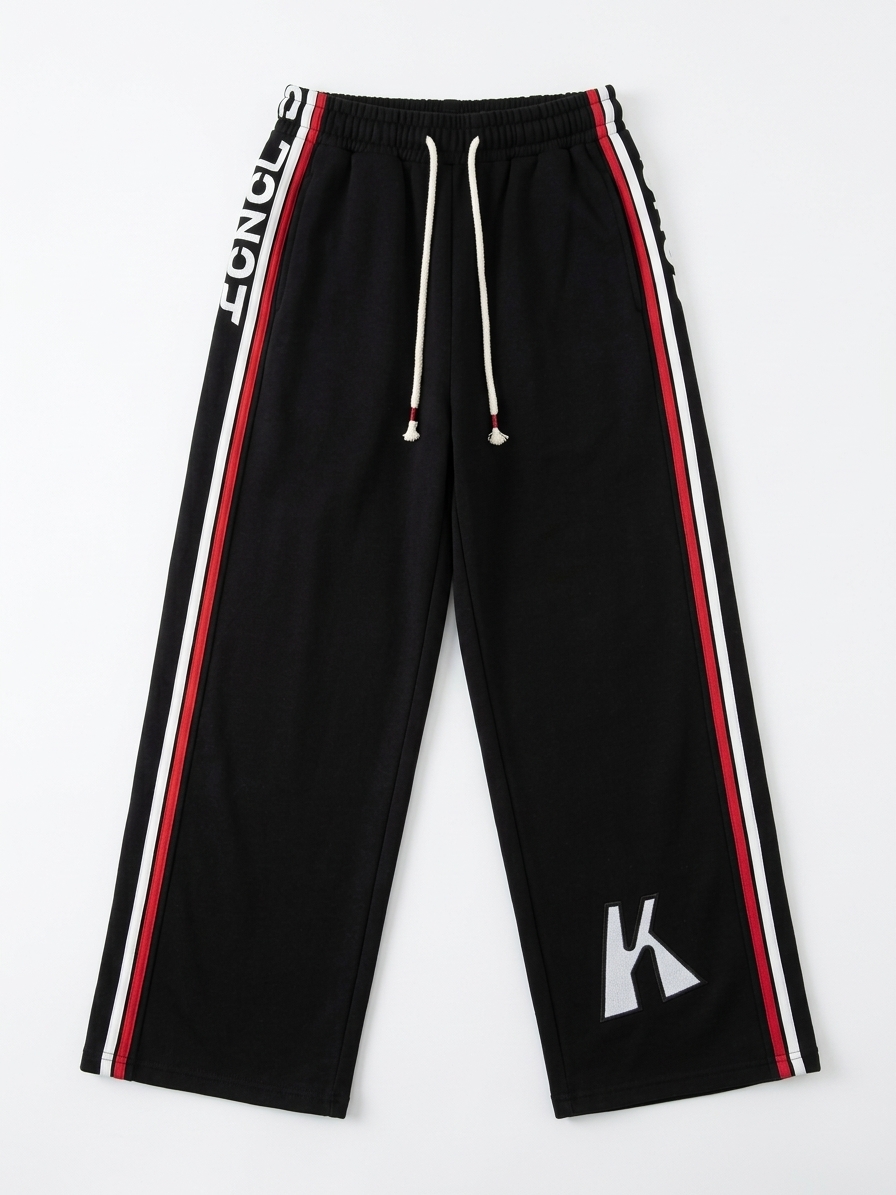 Men's Casual Athletic Wide-Leg Sweatpants with Side Stripe thumbnail 2