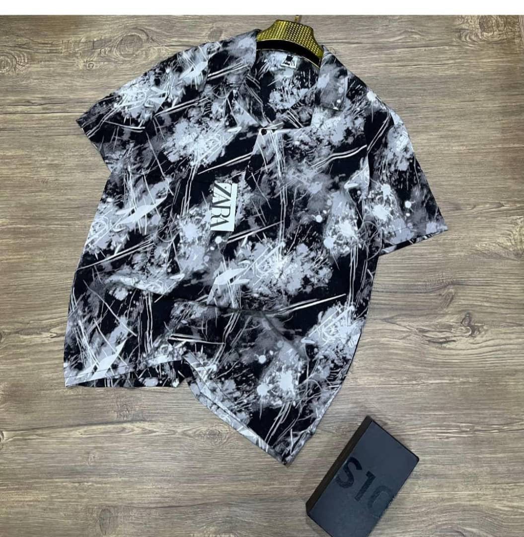 Men's Abstract Print Short-Sleeve Casual Shirt