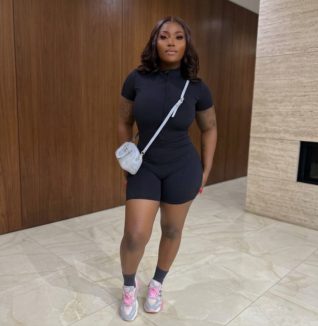 Women's Zip-Front Short Sleeve Romper thumbnail 3