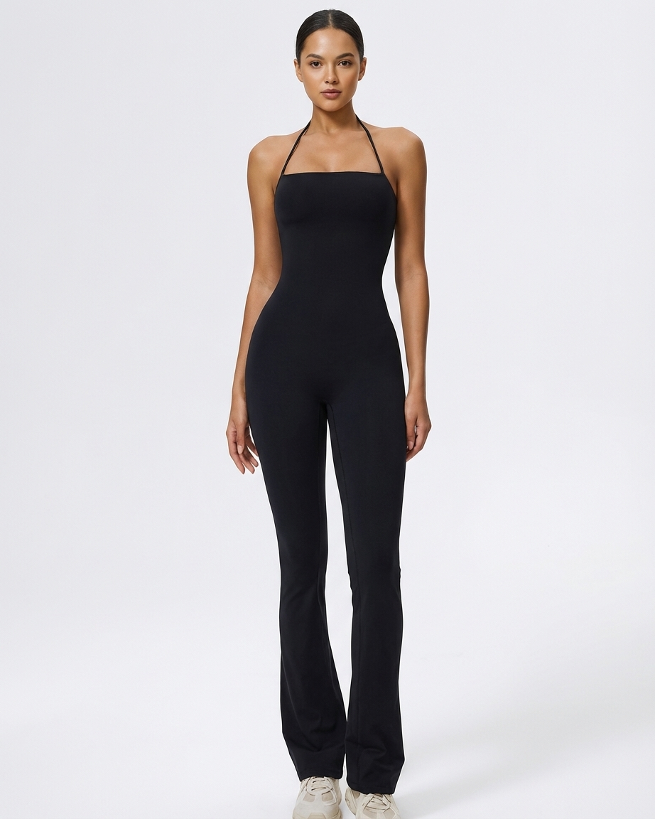 Women's Sleek Halter Neck Flared Jumpsuit thumbnail 2
