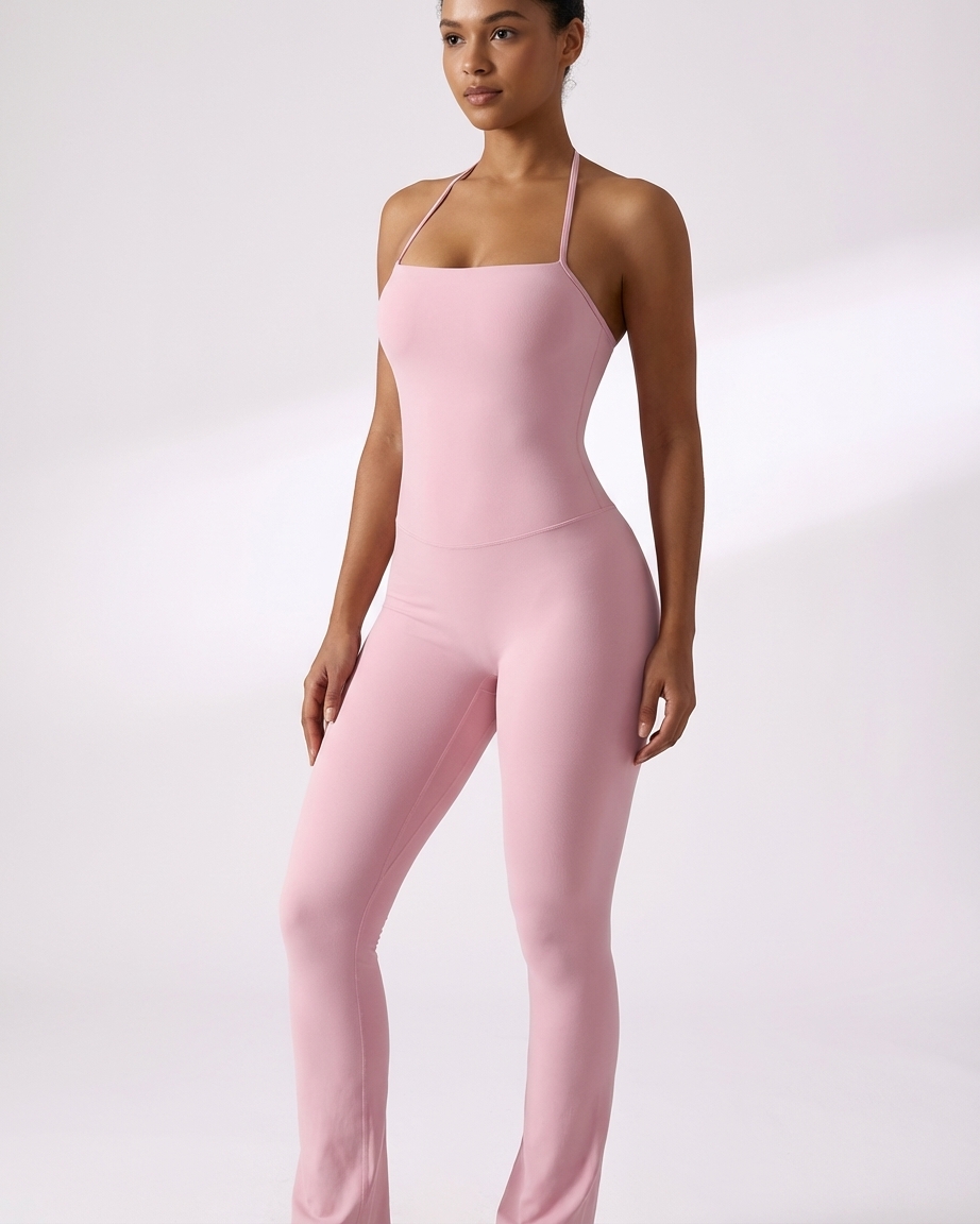 Women's Sleek Halter Neck Flared Jumpsuit thumbnail 3