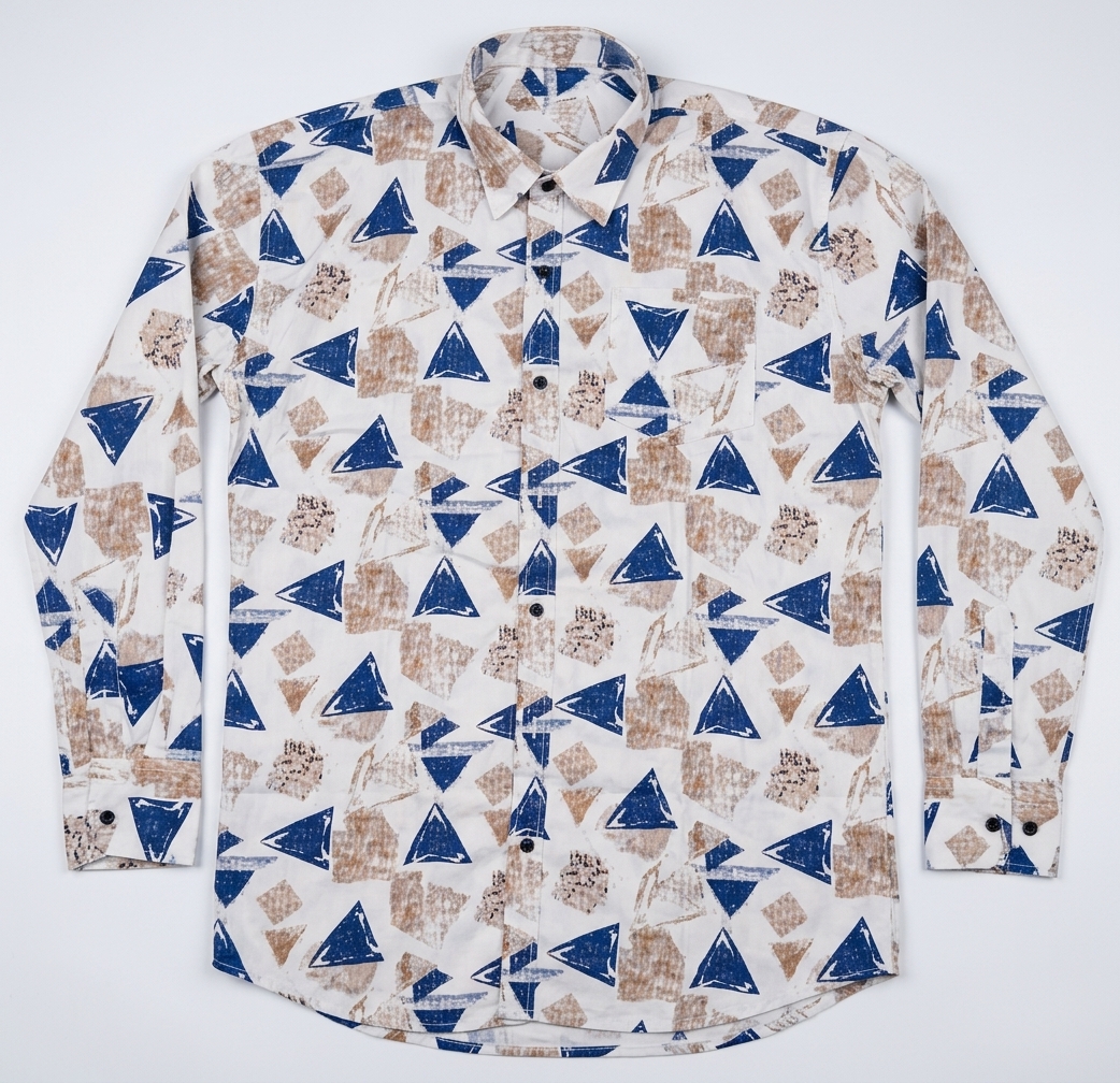 Men's Premium Geometric Pattern Long-Sleeve Button-Down Shirt thumbnail 2