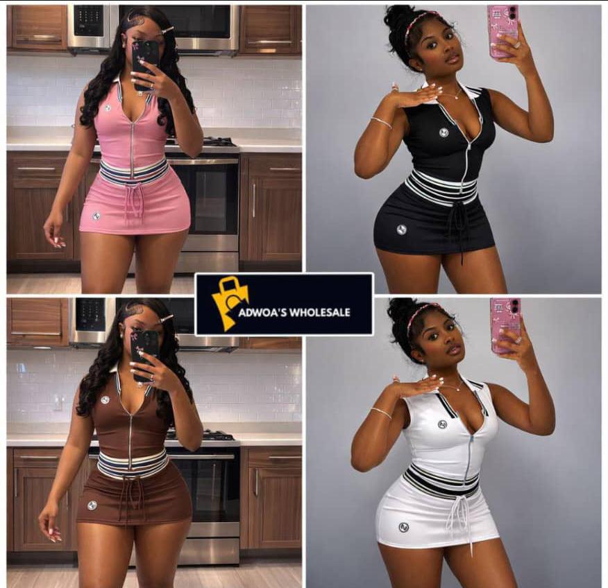 Women's Sleeveless Zip-Front Collared Mini Dress with Striped Waist Detail thumbnail 2